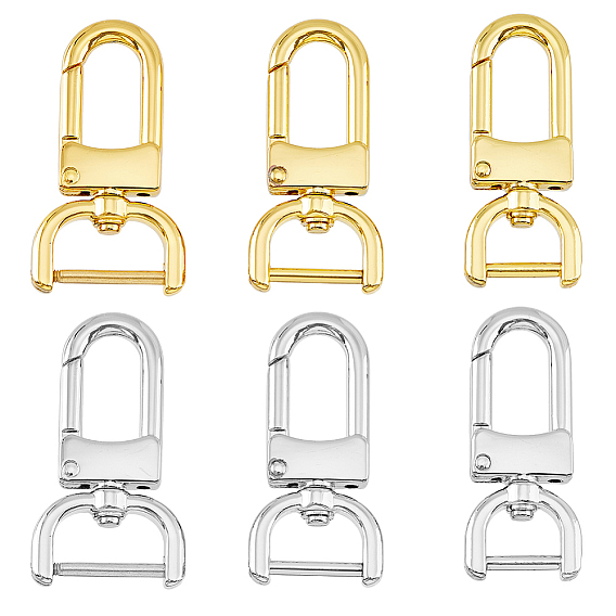6шт. 6 стили поворотные застежки из цинкового сплава, поворотный карабин-лобстер, шикарная ювелирная фурнитура