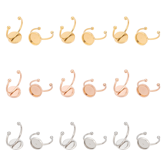 18 шт. 3 стиль 304 нержавеющая сталь открытая манжета кольцо фурнитура, настройка кольца колодки, плоские чашки безеля с круглыми краями