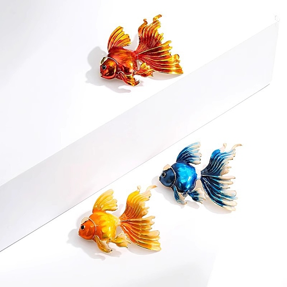 Эмалевые булавки в виде золотой рыбки, броши из сплава для одежды рюкзака, золотые
