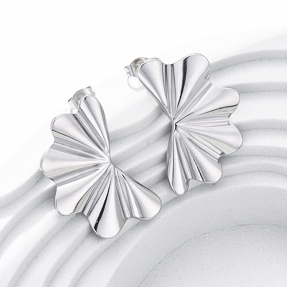 304 серьги-гвоздики из нержавеющей стали для женщин, вентилятор, слева и справа