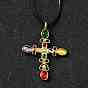 304 из нержавеющей стали кубического циркония кулон ожерелья, с воском веревкой, крестик
