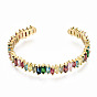 Brass Micro Pave Cubic Zirconia Cuff Bangles, Nickel Free, Colorful
