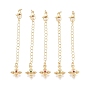 Brass Curb Chain Extender, End Chains with Lobster Claw Clasps and Cross Cubic Zirconia Charms