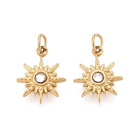 304 из нержавеющей стали горный хрусталь подвески, солнечные чары, ионное покрытие (ip), реальный 18 k позолоченный, с целью перехода в кольце