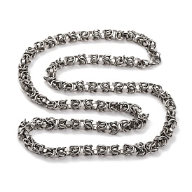 201 Stainless Steel Byzantine Chain Necklace, with 304 Stainless Steel Clasps