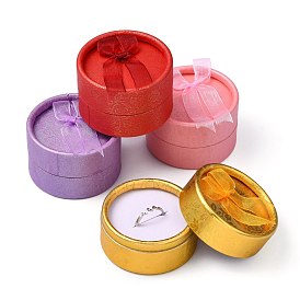 Valentines Day Girlfriend Presents Packages Cardboard Ring Boxes, Round, Mixed Color, 55x32~35mm