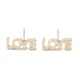 Word LOVE Alloy Studs Earrings for Women, with 304 Stainless Steel Pins