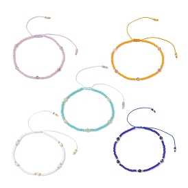 Плетеные браслеты из бусин из натуральных драгоценных камней и стеклянных бус, Браслеты из нейлонового шнура и бусин для женщин, рондель