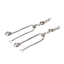 Adjustable 304 Stainless Steel Box Chain Extender, with Heart Charm