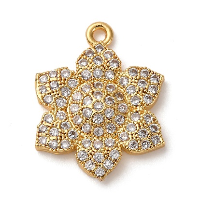 Латунные микро проложить кубического циркония подвески, стойки покрытие, цветок, долговечный, без кадмия и без свинца