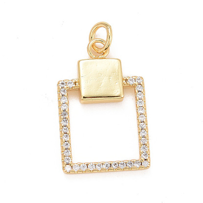 Eco-Friendly Brass Micro Pave Cubic Zirconia Pendants, with Jump Ring, Long-Lasting Plated, Lead Free & Cadmium Free, Rectangle