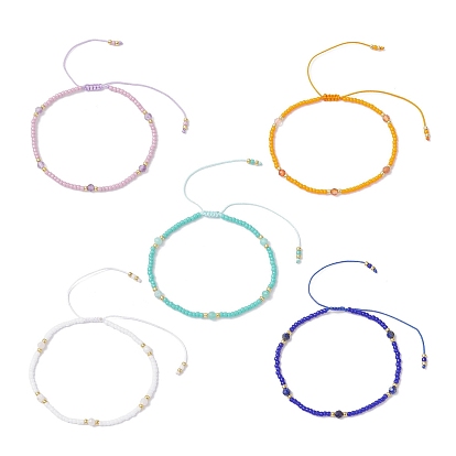 Плетеные браслеты из бусин из натуральных драгоценных камней и стеклянных бус, Браслеты из нейлонового шнура и бусин для женщин, рондель