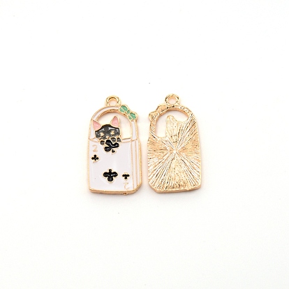 Zinc Alloy Enamel Penadnt, with Cat Pattern