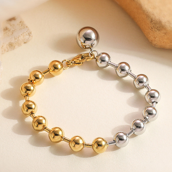 304 из нержавеющей стали вышитый бисером браслеты, шарм браслеты, круглые