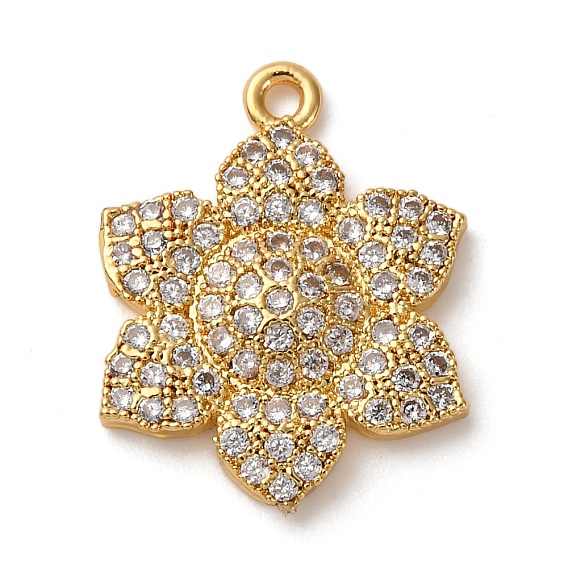 Латунные микро проложить кубического циркония подвески, стойки покрытие, цветок, долговечный, без кадмия и без свинца