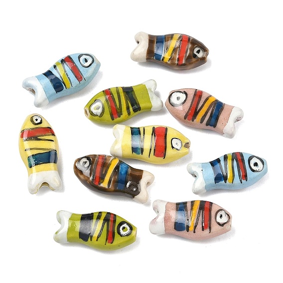 Фарфоровые бусины ручной работы, рыба, пастельный фарфор