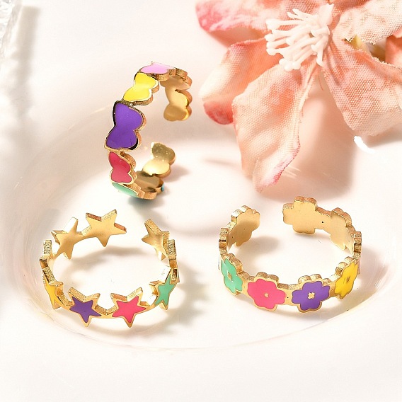 201 эмалированное кольцо-манжета из нержавеющей стали для женщин, золотые