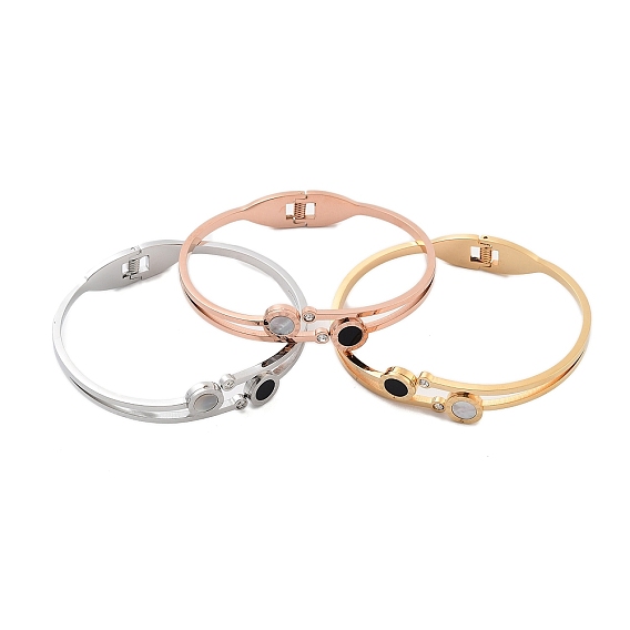 304 браслеты из нержавеющей стали, с эмалью, плоские круглые с римскими цифрами, чёрные