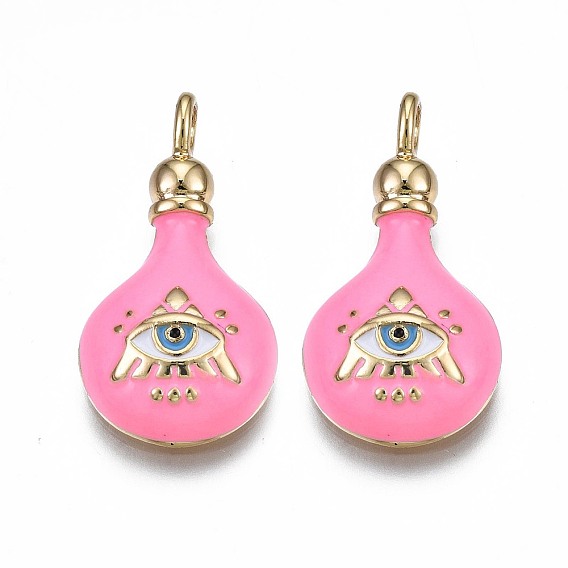 Латунь эмаль подвески, без никеля , реальный 18 k позолоченный, бутылка