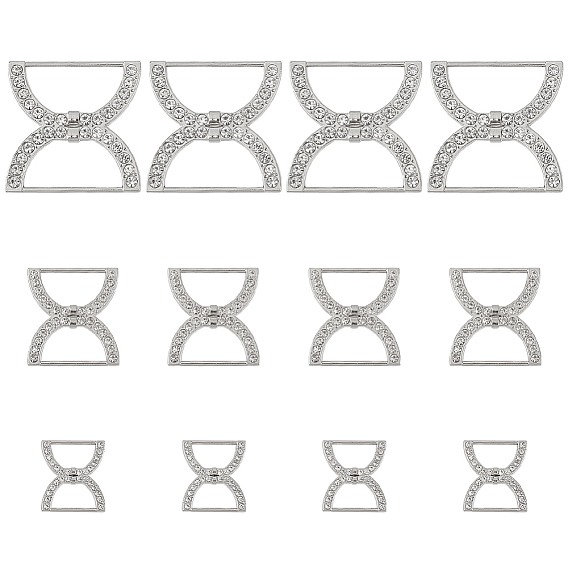 12 шт 3 стили сплав стразы нижнее белье ремень регулировка пряжки, обруч для ползунка бюстгальтера, двойная форма d