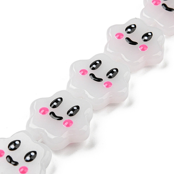 Прозрачные стеклянные бусины, бусины ручной работы, с эмалью, улыбающееся лицо