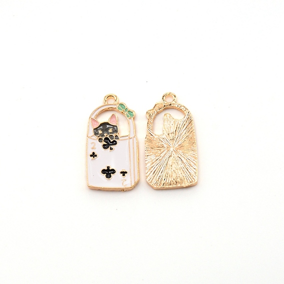 Zinc Alloy Enamel Penadnt, with Cat Pattern