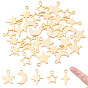 40Pcs 5 Styles Brass Pendants, Mixed Shape Charms