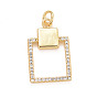 Eco-Friendly Brass Micro Pave Cubic Zirconia Pendants, with Jump Ring, Long-Lasting Plated, Lead Free & Cadmium Free, Rectangle