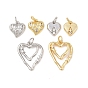 Латунные микропаве прозрачные подвески с фианитом, сердце прелести, долговечный, без кадмия и без свинца, стойки покрытие, с целью перехода в кольце