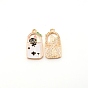 Zinc Alloy Enamel Penadnt, with Cat Pattern