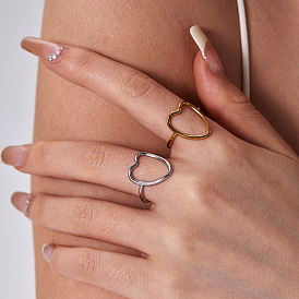 Простое модное кольцо в форме сердца, 304 открытые манжеты из нержавеющей стали