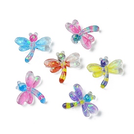 Translucent Resin Cabochons, Dragonfly with Paillette