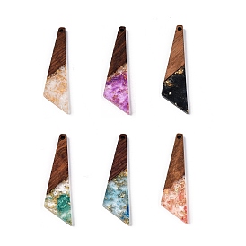 Подвески из прозрачной смолы и ореха, золотой фольгой, четырехсторонние прелести