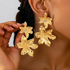 Серьги-гвоздики из цинкового сплава ко Дню святого Валентина, преувеличенный цветок