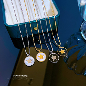 Collier en or minimaliste pour femme - chaîne en os avec pendentif pentagramme