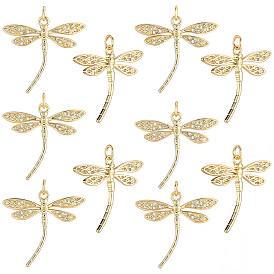 10 кулоны из латуни с прозрачным кубическим цирконием, с целью перехода в кольце, без кадмия, без никеля и без свинца, стойки покрытие, стрекоза