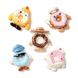 Career Theme Opaque Resin Imitation Food Decoden Cabochons, Donut Man Mixed Shapes