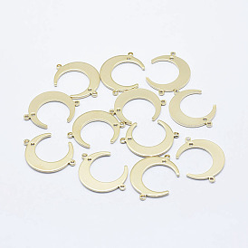 Brass Links/Connectors, Long-Lasting Plated, Nickel Free, Moon