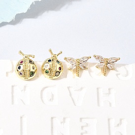 Латунные микро проложить серьги стержня кубического циркония, без кадмия и без свинца, долговечный, стойки покрытие