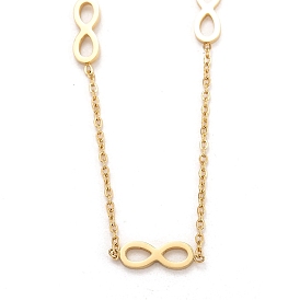 304 ожерелья с подвесками «бесконечность» из нержавеющей стали., с кабельными цепями и когтями омара застежками