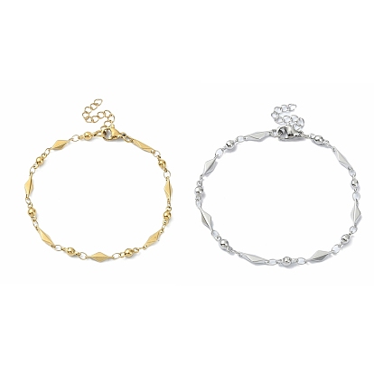 304 женские браслеты-цепочки с ромбическими звеньями из нержавеющей стали