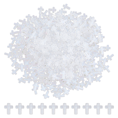 510 шт прозрачные акриловые бусины, блеск порошок, крестик