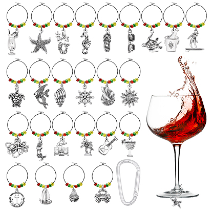 DIY-Schmuck machen Kits, einschließlich Karabinerhaken aus Aluminiumlegierung für das Felsklettern, Messing Weinglas Charm Ringe, Aluminium Anhänger & Charms