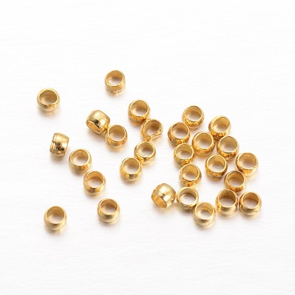 Rondelle Brass Crimp Beads, 2x1mm, Hole: 1mm, about 10000pcs/100g