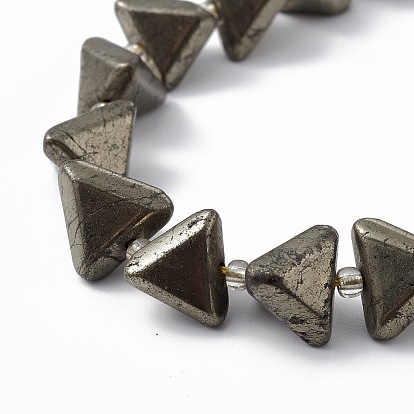 Chapelets de perles pyrite naturelles , avec des perles de rocaille, triangle