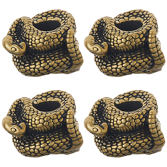 4шт. латунные европейские бусины, бусины с большим отверстием, змея