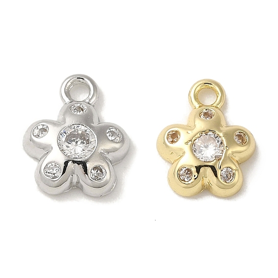 Латунные микро проложить кубического циркония подвески, без кадмия, без никеля и без свинца, цветочный шарм