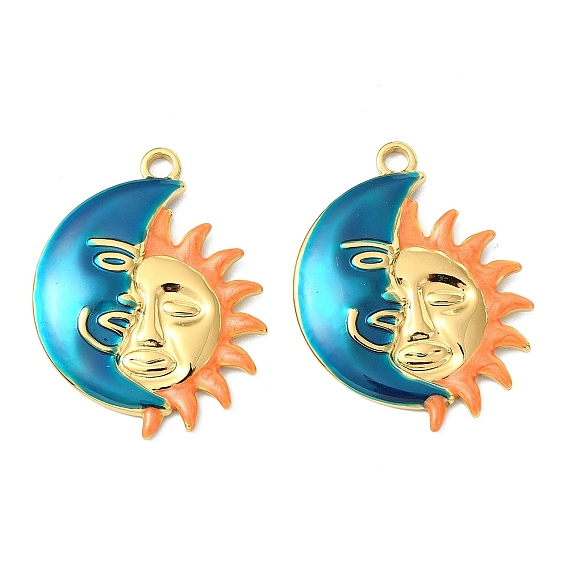 304 нержавеющей стальной эмали подвески, талисманы солнца и луны, вакуумное покрытие pvd, реальный 18 k позолоченный