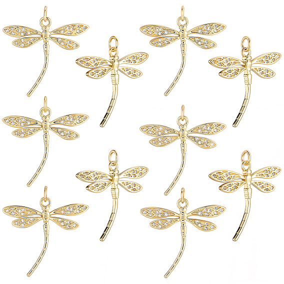 10 кулоны из латуни с прозрачным кубическим цирконием, с целью перехода в кольце, без кадмия, без никеля и без свинца, стойки покрытие, стрекоза