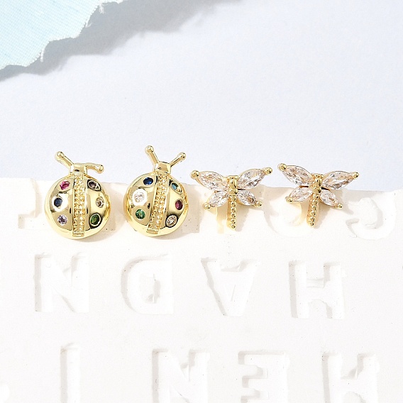 Латунные микро проложить серьги стержня кубического циркония, без кадмия и без свинца, долговечный, стойки покрытие